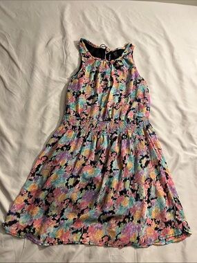 Fun & Flirt Black Floral Tie-Back Smocked Waist Dress